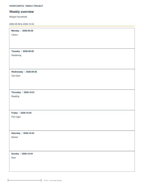 Actual Give the week a useful place example PDF page 1