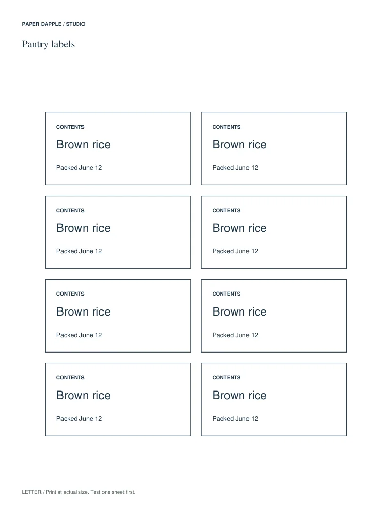 Actual generated Studio example for Pantry label maker