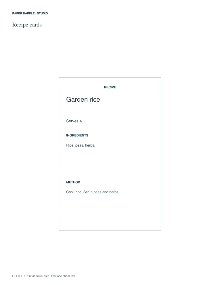 Actual generated Studio example for Recipe card maker