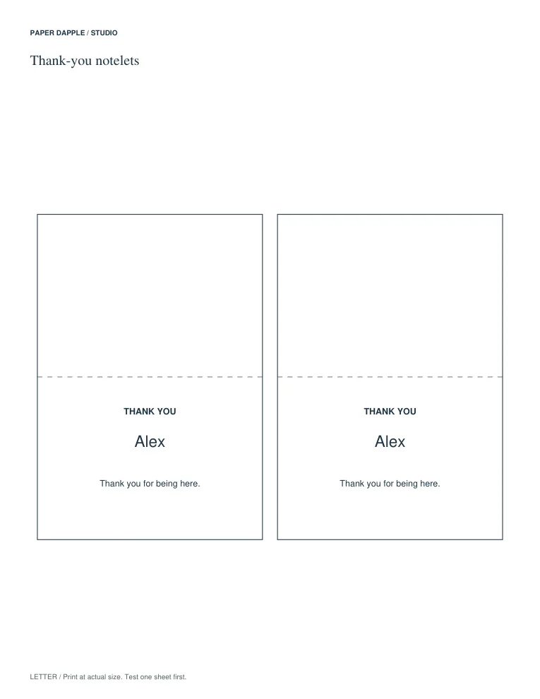 Actual generated Studio example for Thank-you note maker