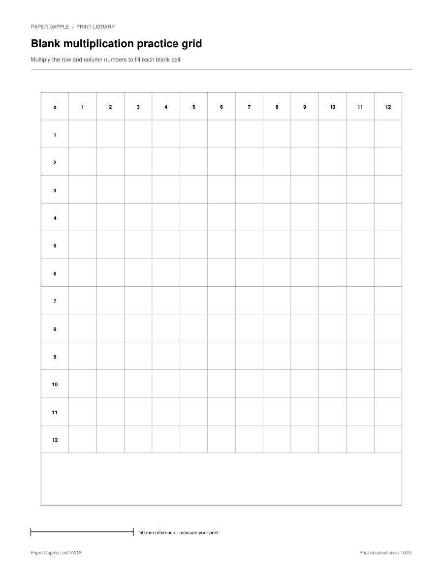 Preview of Blank multiplication practice grid