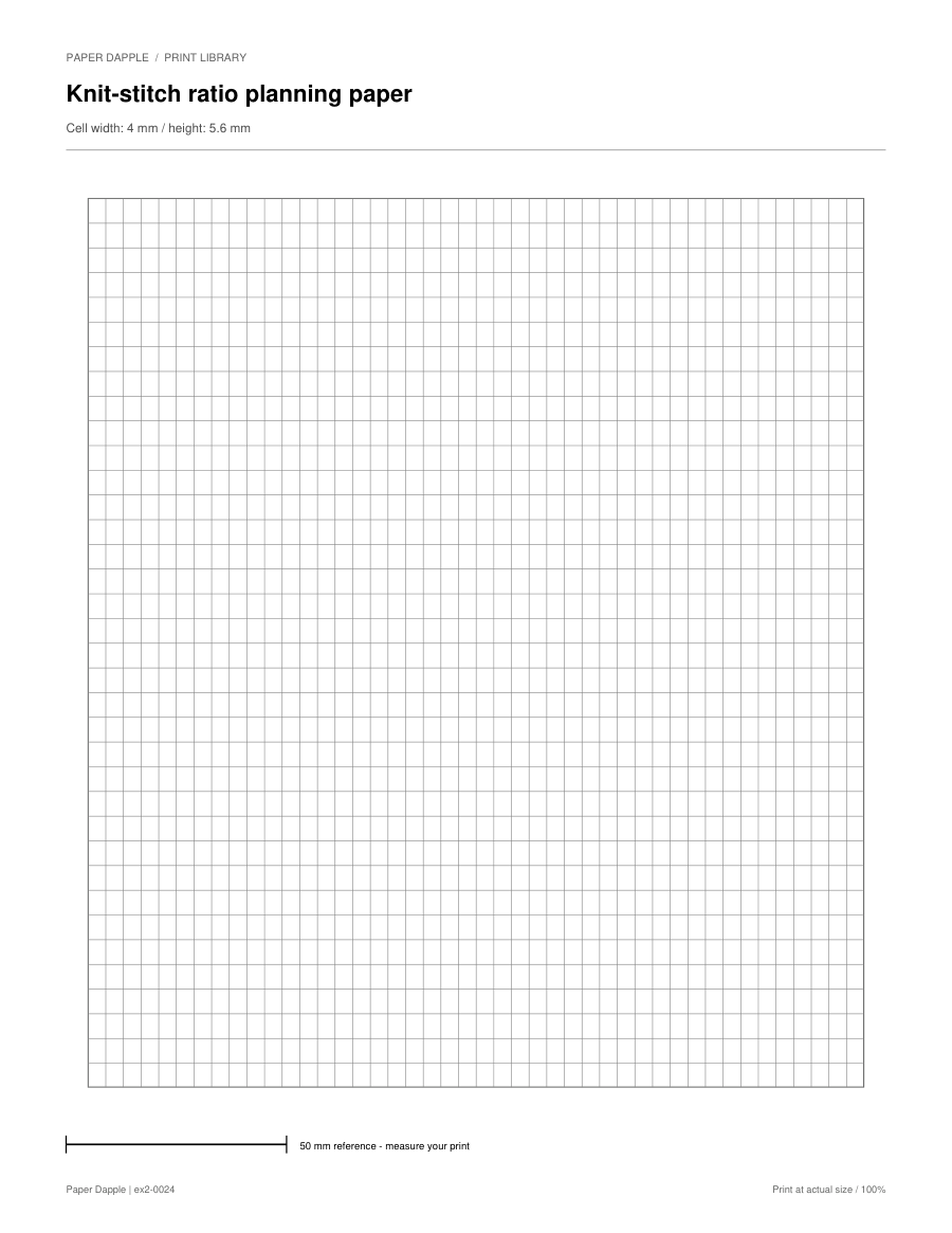Preview of Knit-stitch ratio planning paper