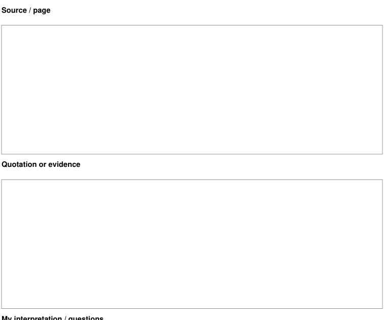 Preview of Evidence and quotation notes