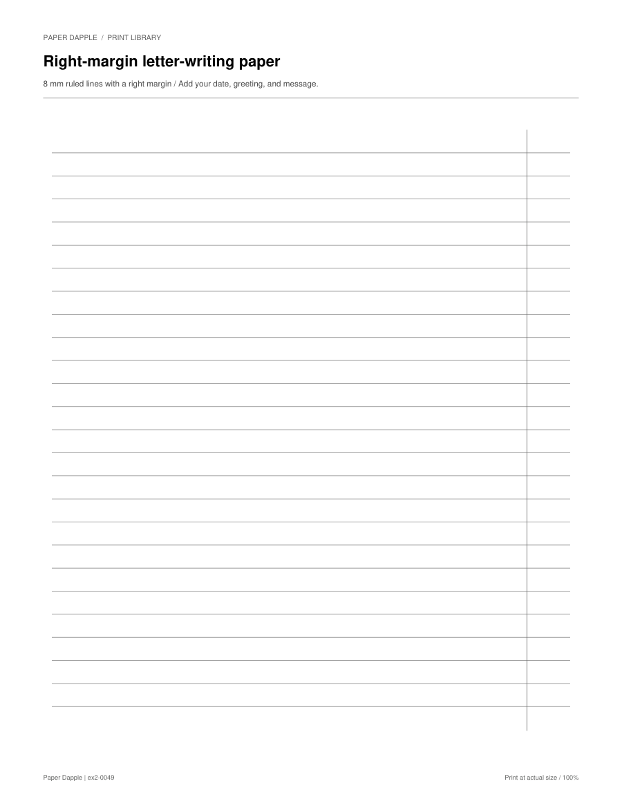 Preview of Right-margin letter-writing paper