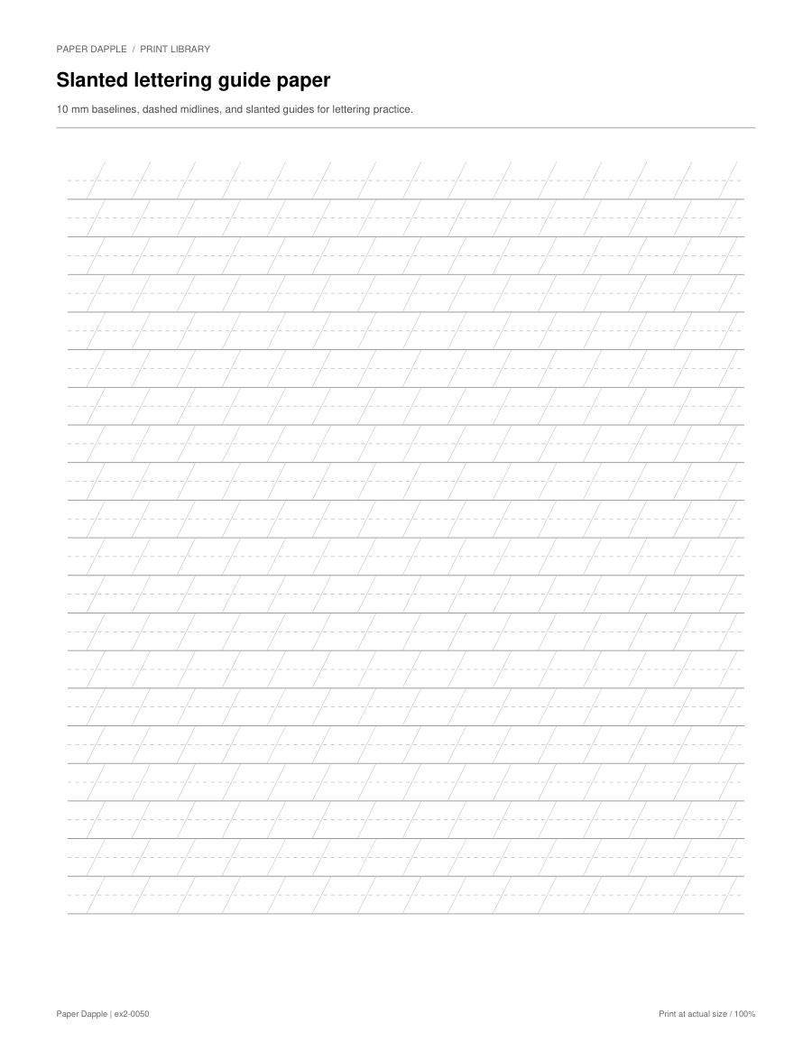 Preview of Slanted lettering guide paper