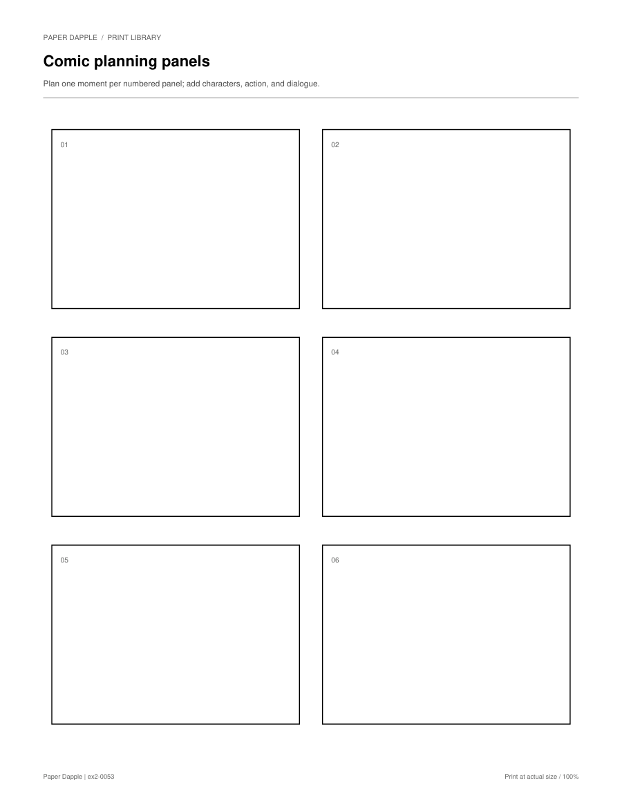 Preview of Comic planning panels