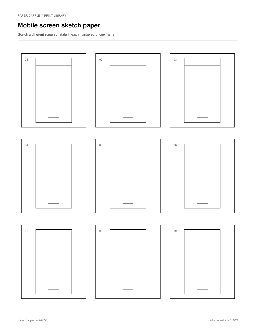 Preview of Mobile screen sketch paper