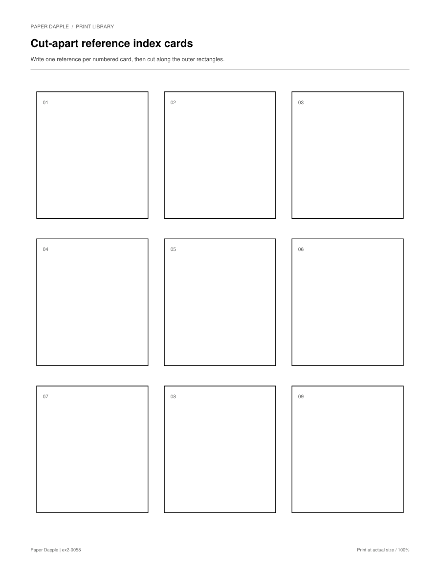 Preview of Cut-apart reference index cards