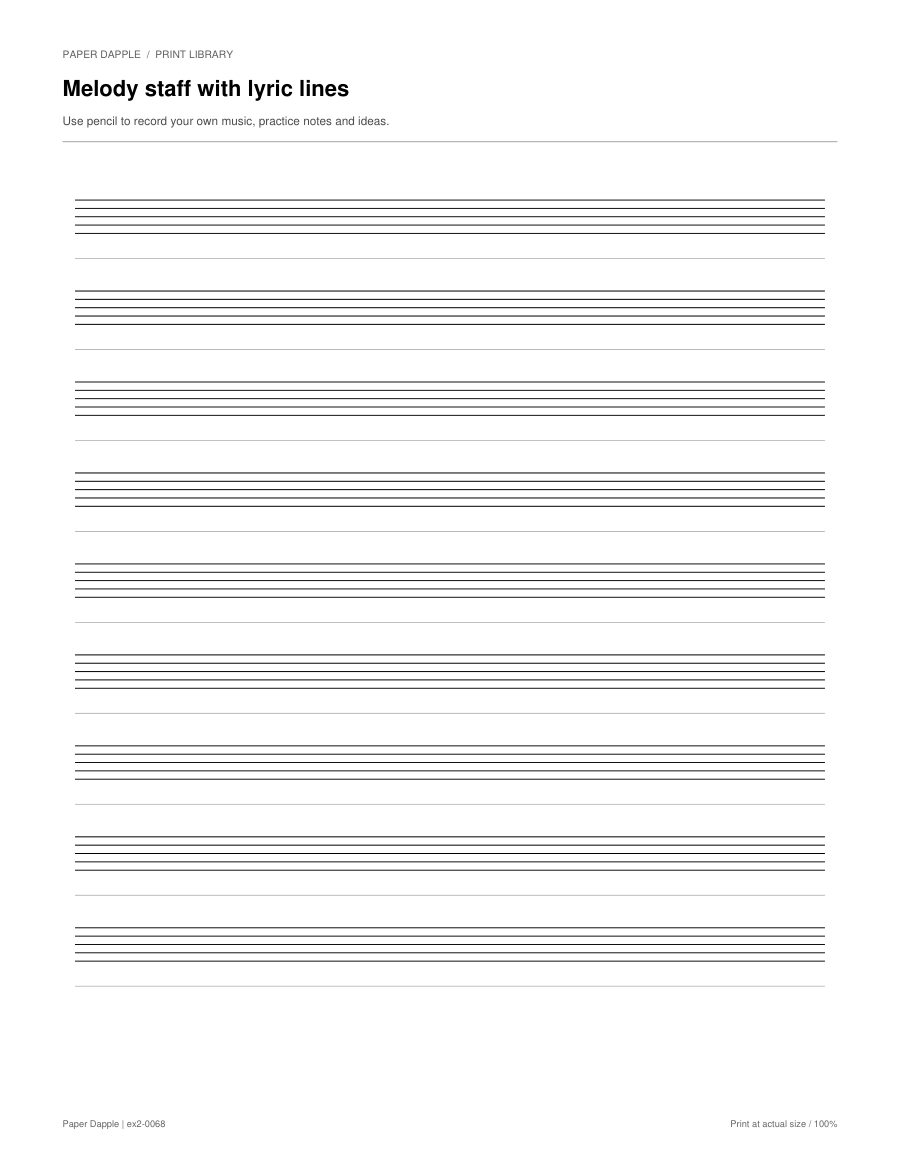 Preview of Melody staff with lyric lines