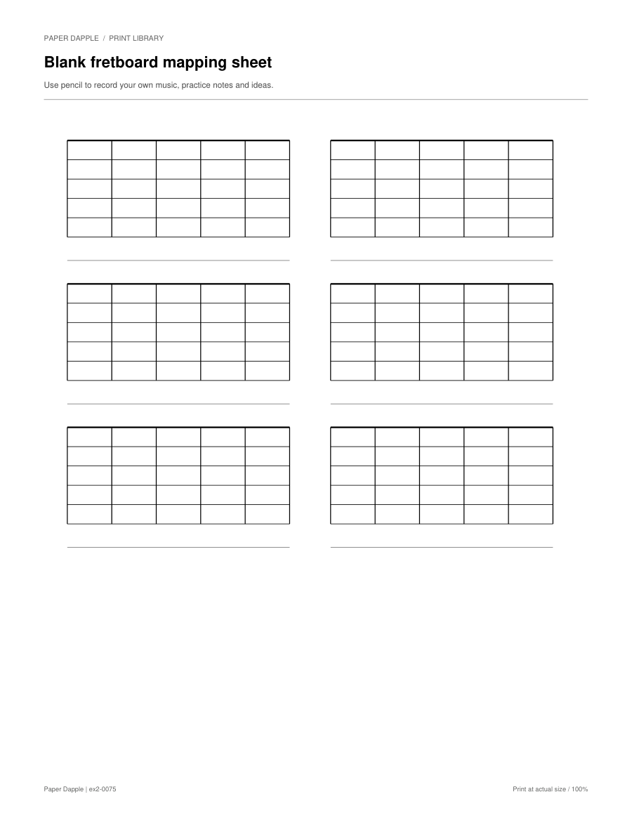 Preview of Blank fretboard mapping sheet