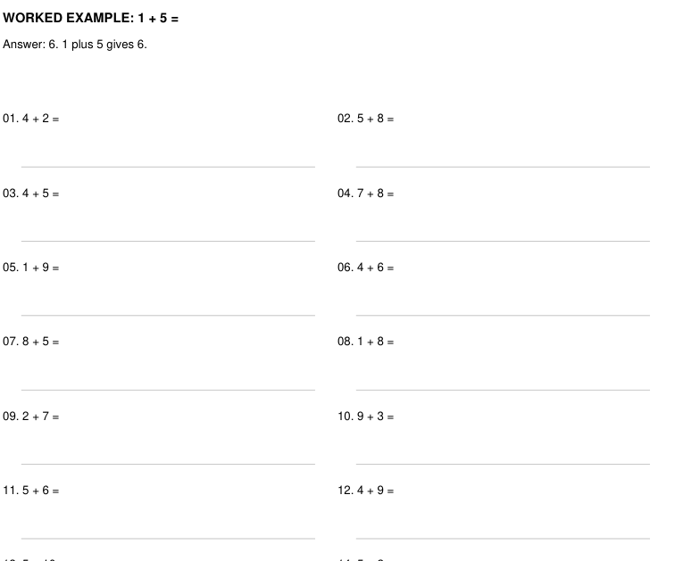 Preview of Addition practice worksheets