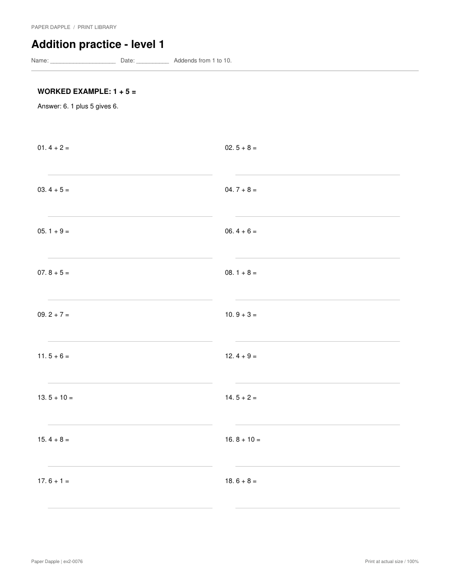 Preview of Addition practice worksheets