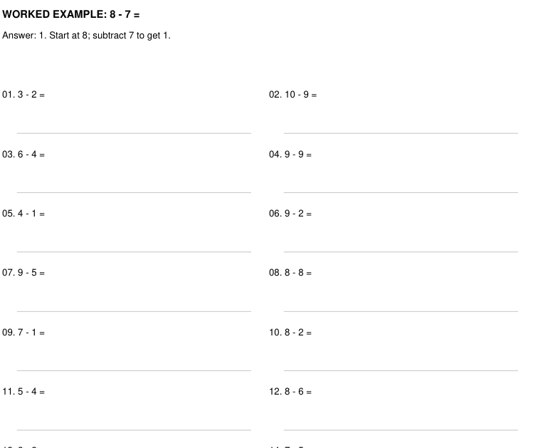 Preview of Subtraction practice worksheets