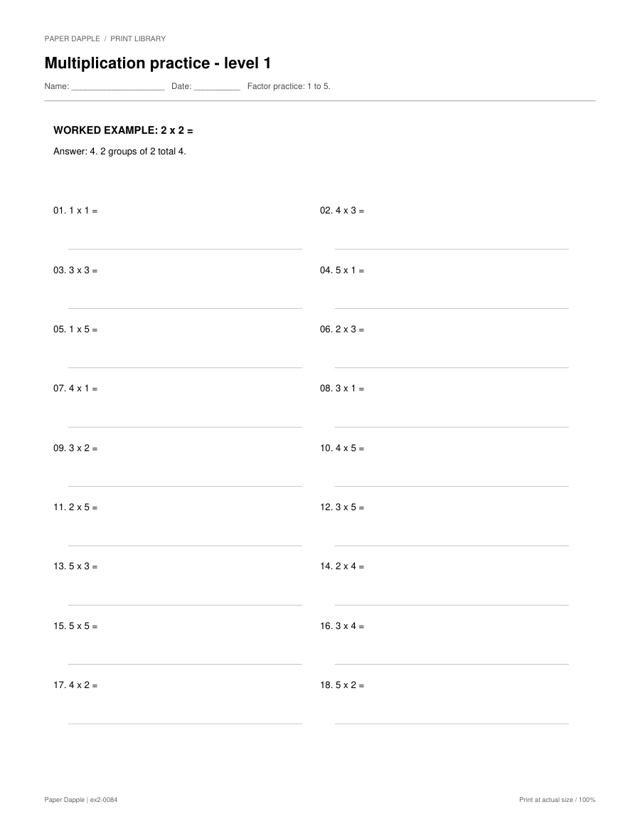 Preview of Multiplication practice worksheets