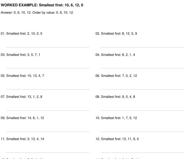 Preview of Ordering Numbers practice worksheets