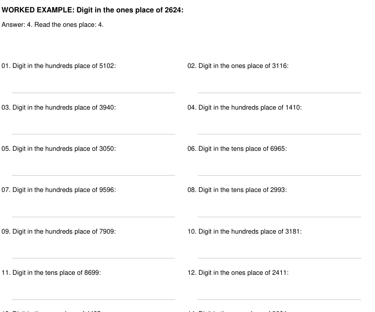 Preview of Place Value practice worksheets