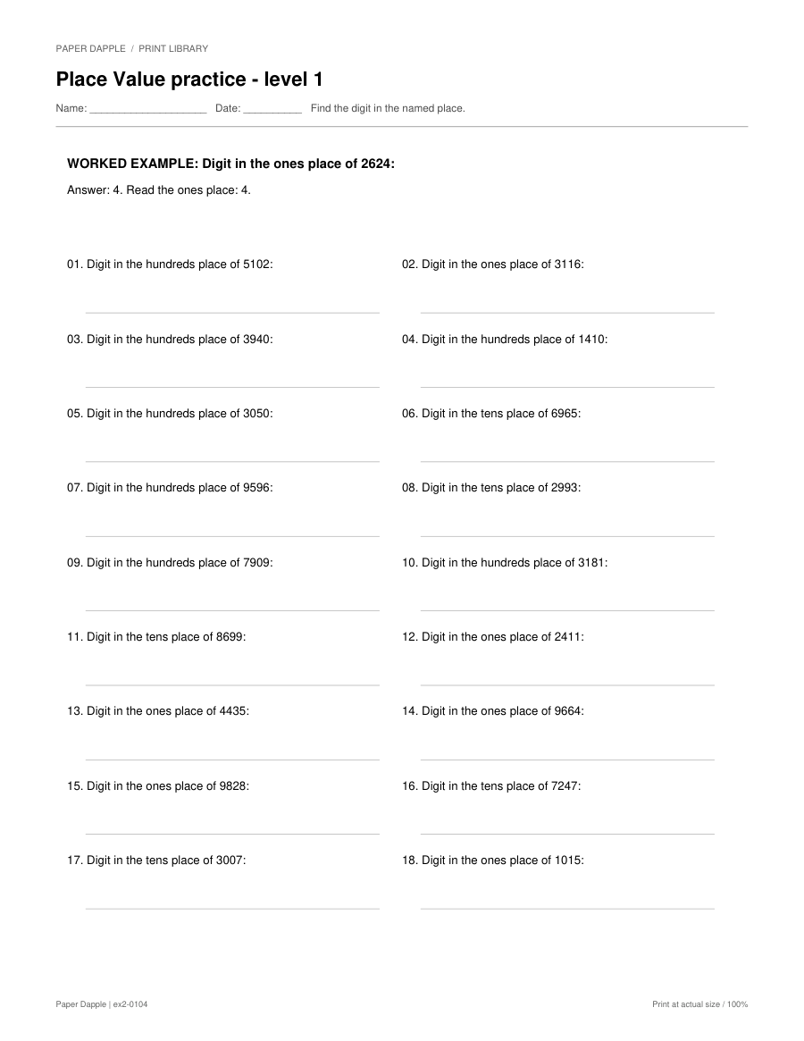 Preview of Place Value practice worksheets