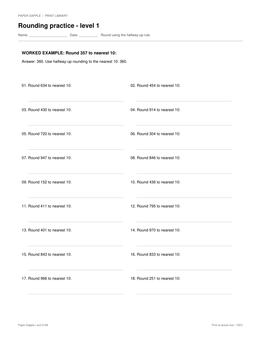 Preview of Rounding practice worksheets