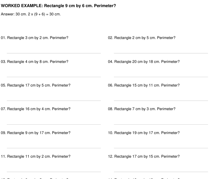 Preview of Rectangle Perimeter practice worksheets