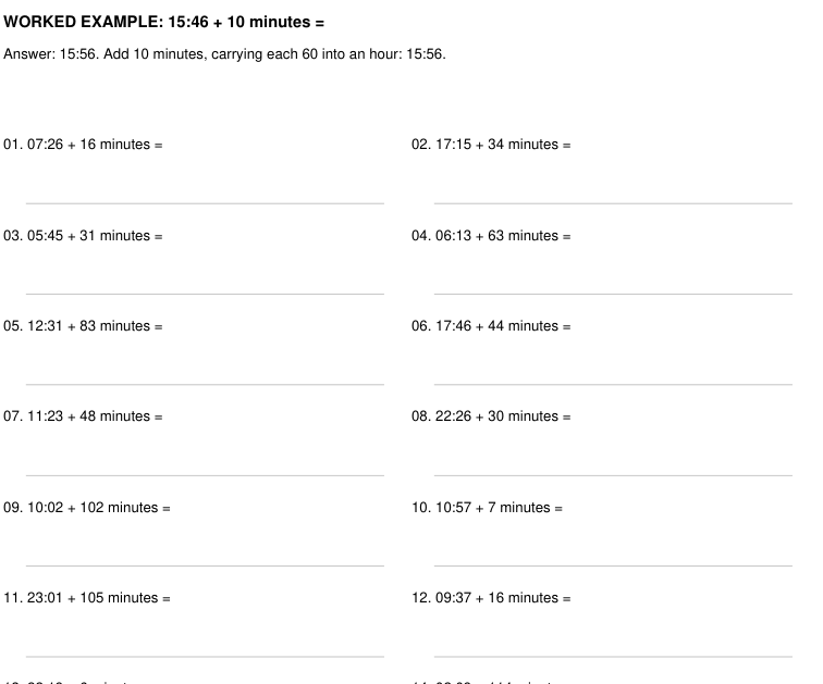 Preview of Elapsed Minutes practice worksheets