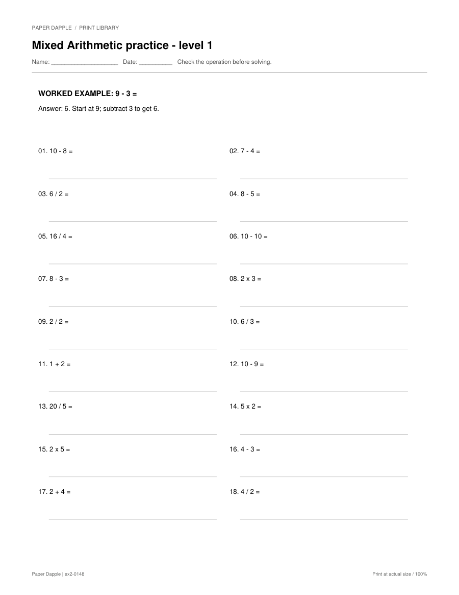 Preview of Mixed Arithmetic practice worksheets