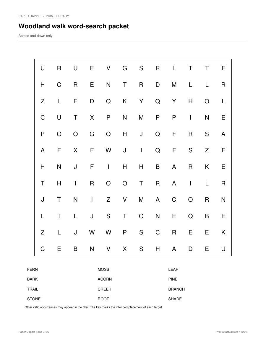 Preview of Woodland walk word-search packet