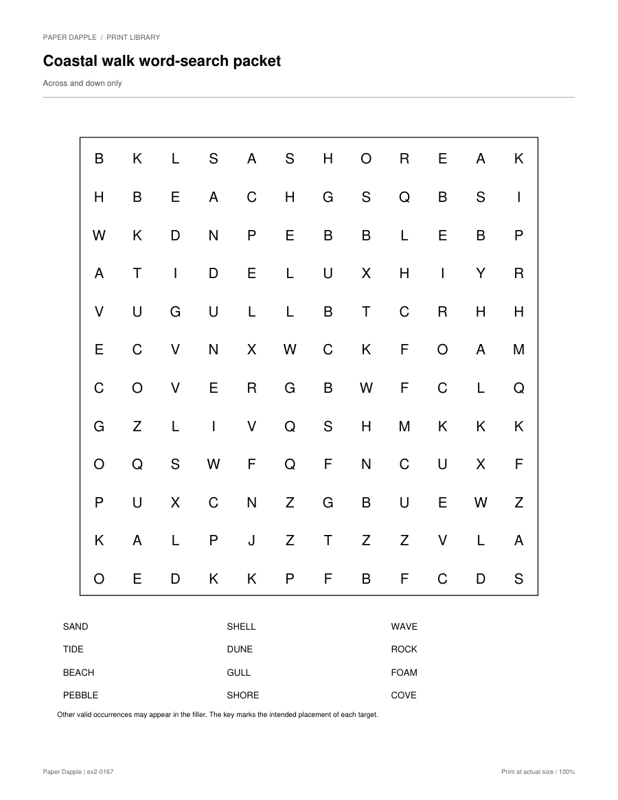 Preview of Coastal walk word-search packet