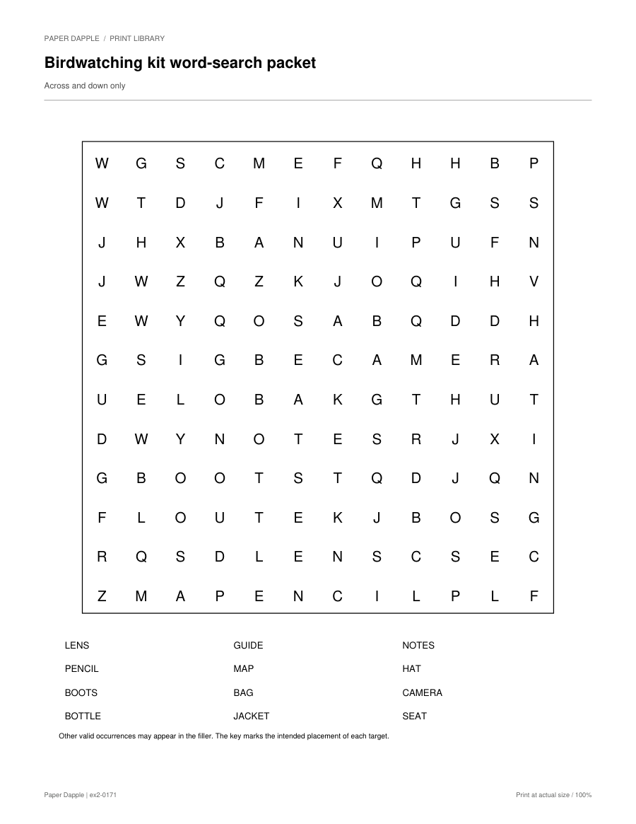 Preview of Birdwatching kit word-search packet