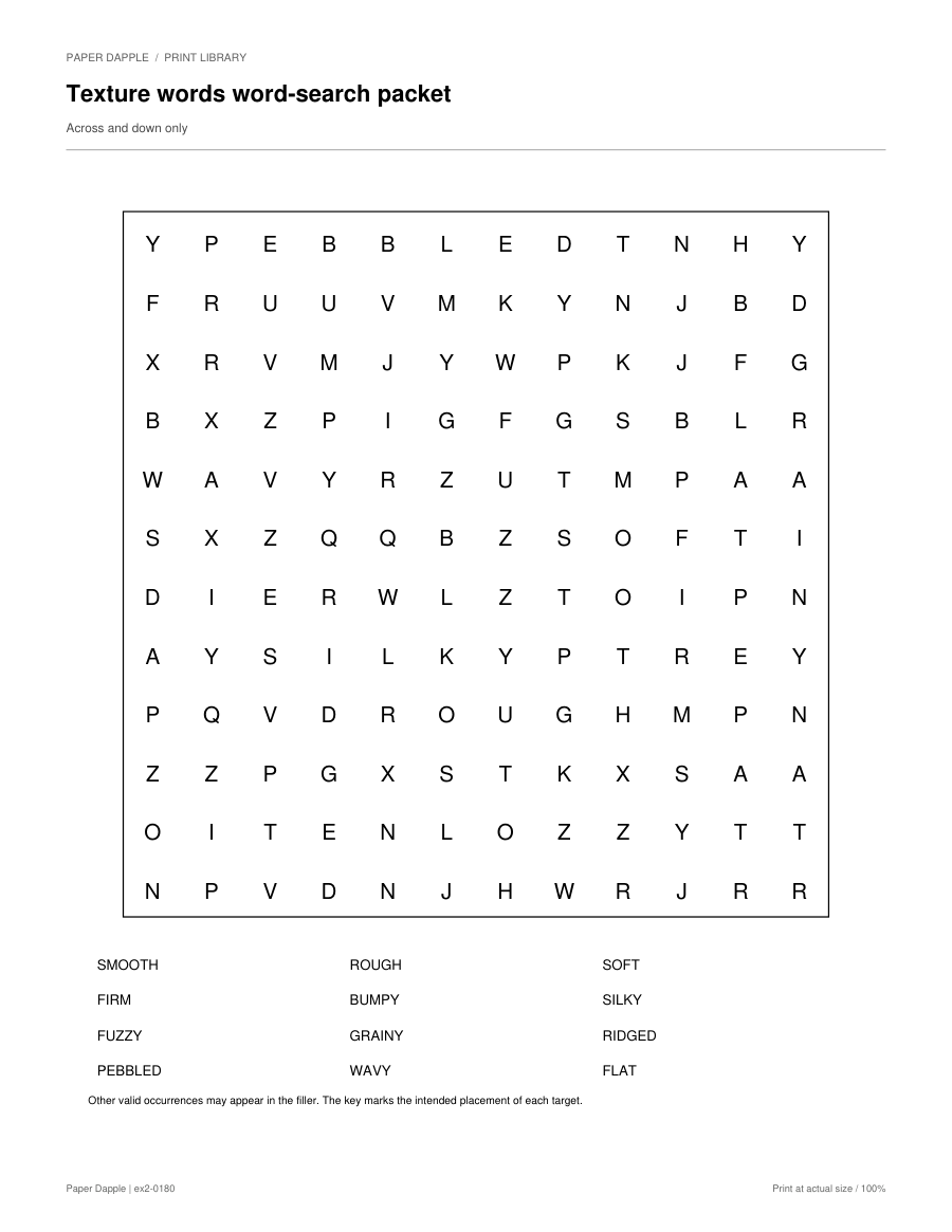 Preview of Texture words word-search packet
