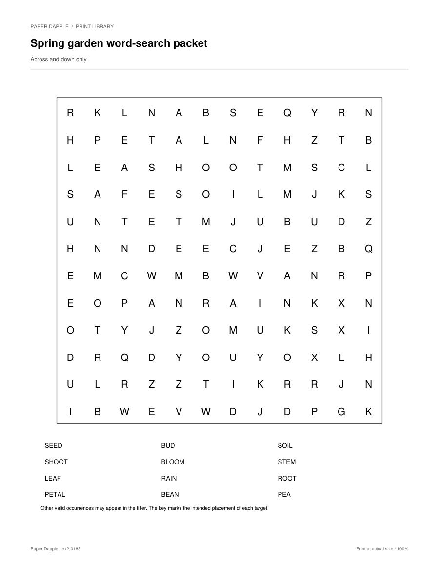Preview of Spring garden word-search packet