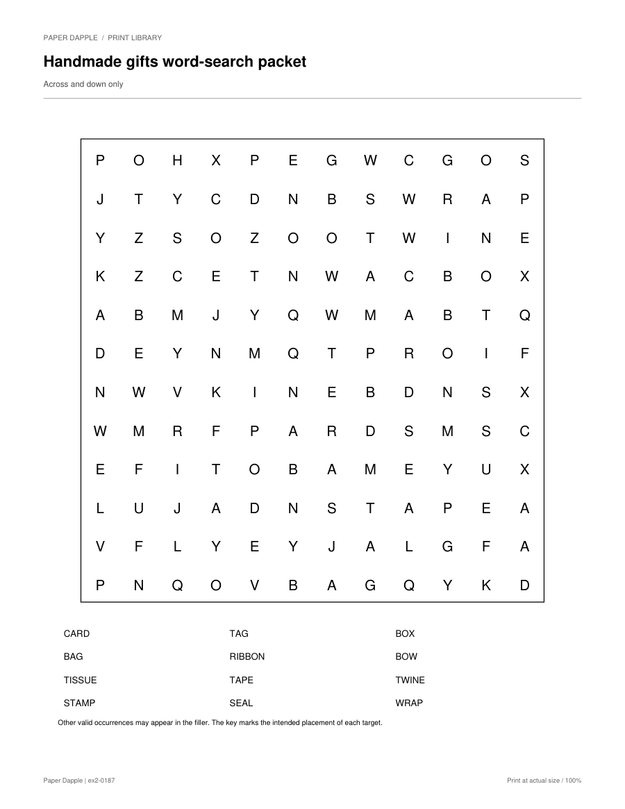 Preview of Handmade gifts word-search packet