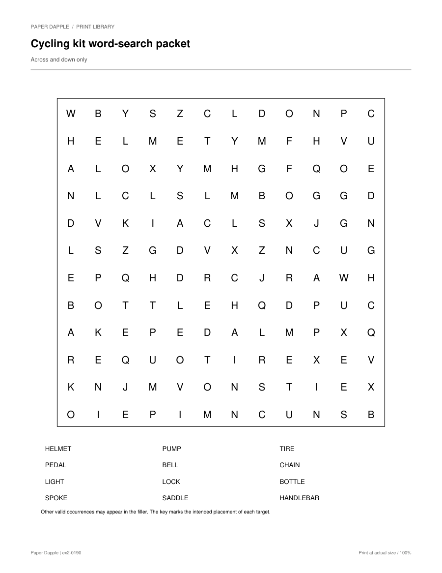 Preview of Cycling kit word-search packet