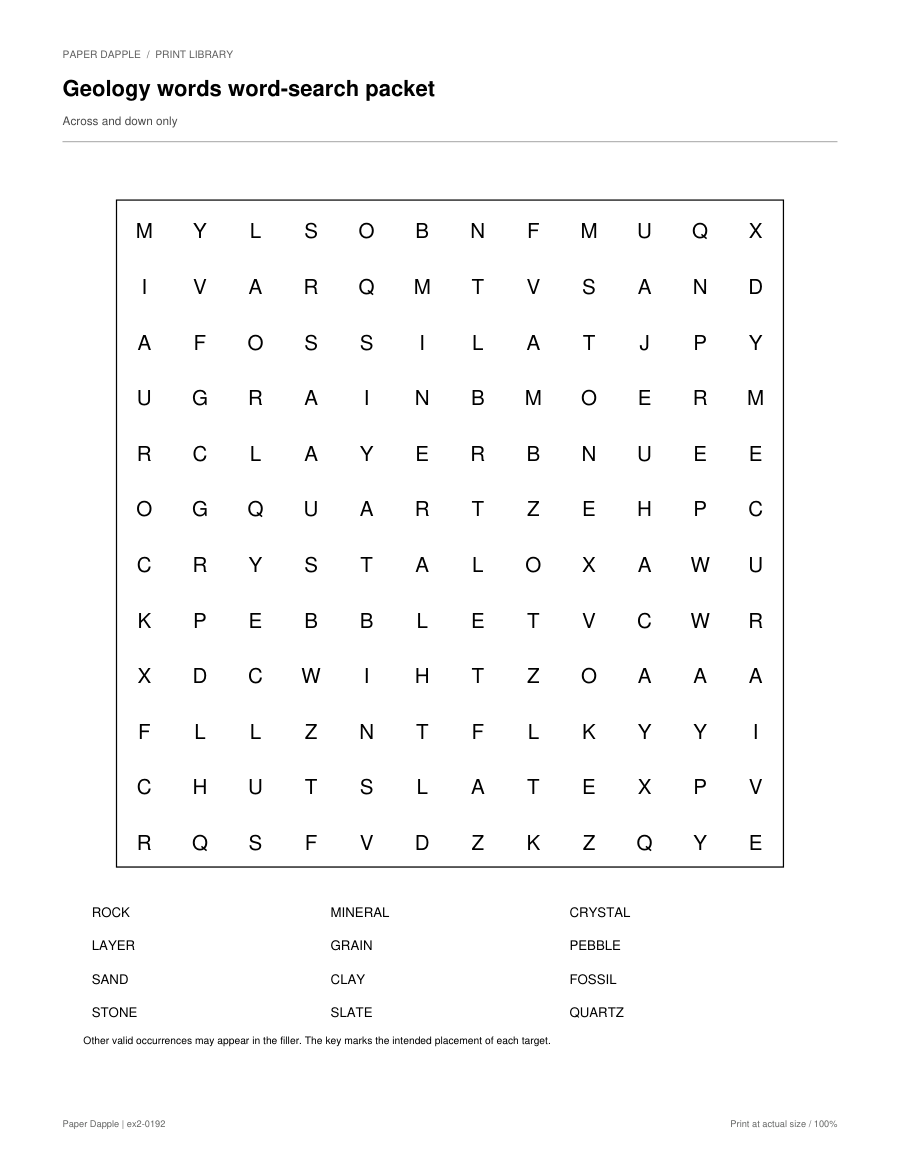 Preview of Geology words word-search packet