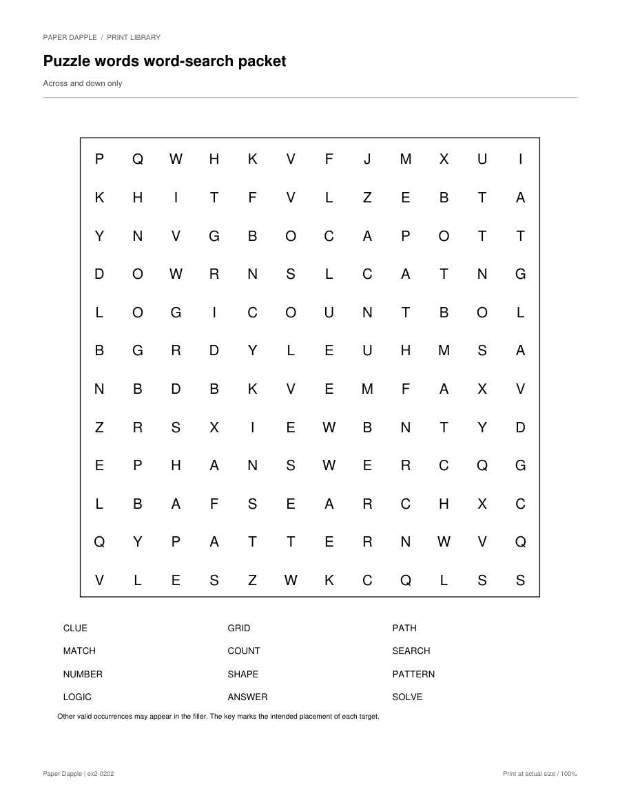 Preview of Puzzle words word-search packet