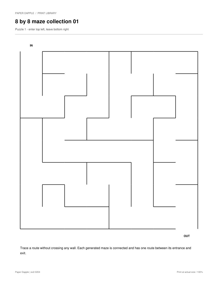 Preview of 8 × 8 printable mazes