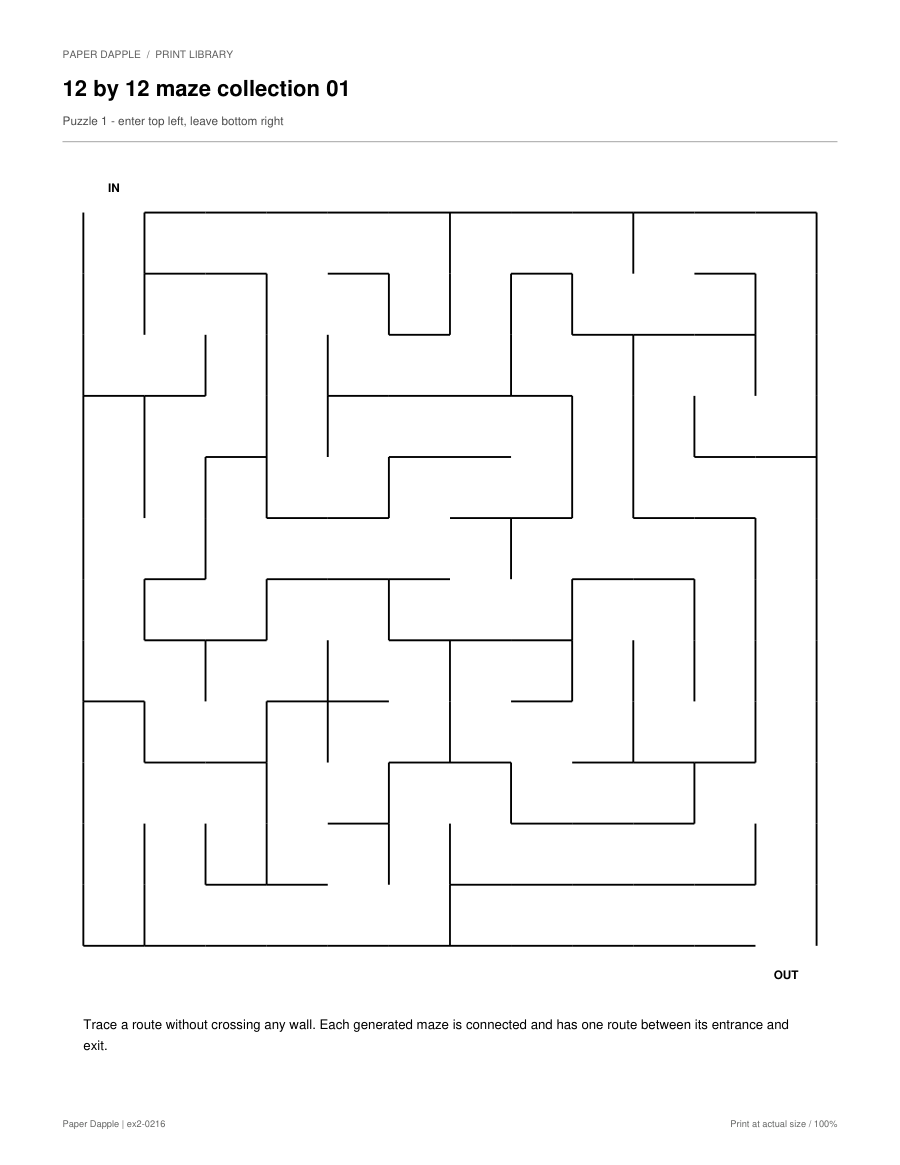 Preview of 12 × 12 printable mazes