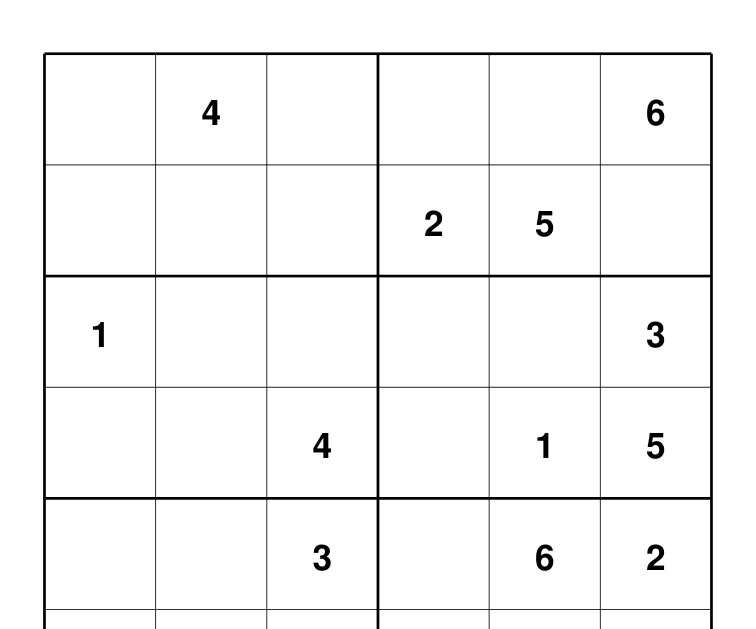 Preview of 6 × 6 Sudoku puzzles