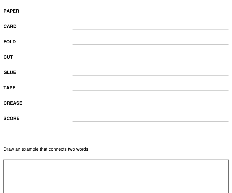 Preview of Paper studio vocabulary and drawing sheet