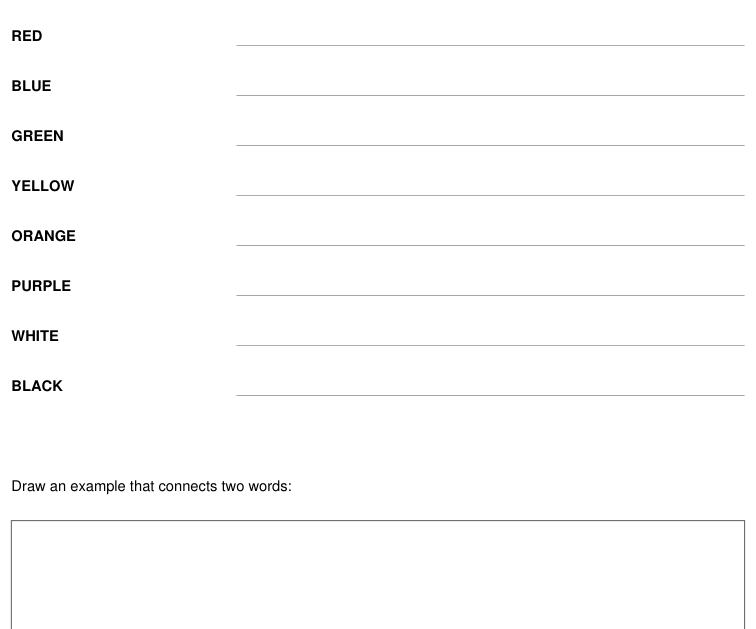 Preview of Color names vocabulary and drawing sheet