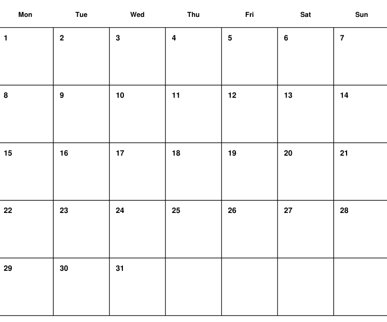 Preview of March 2027 planning calendar