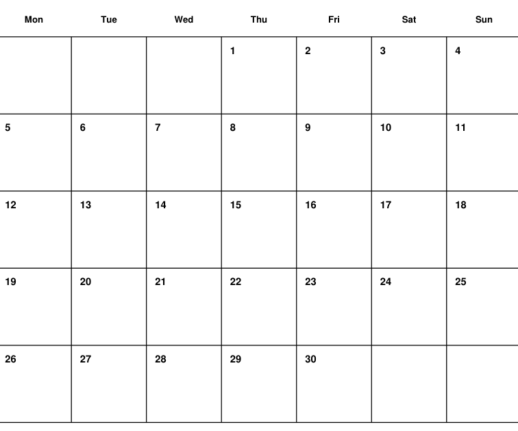 Preview of April 2027 planning calendar