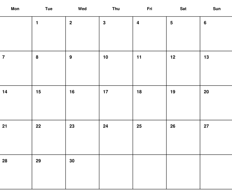 Preview of June 2027 planning calendar