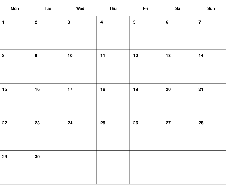 Preview of November 2027 planning calendar