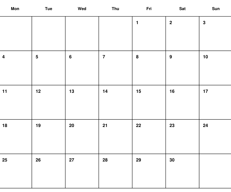 Preview of September 2028 planning calendar