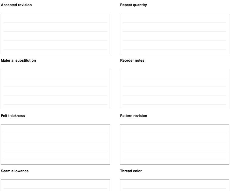 Preview of Felt accessories - reorder specification