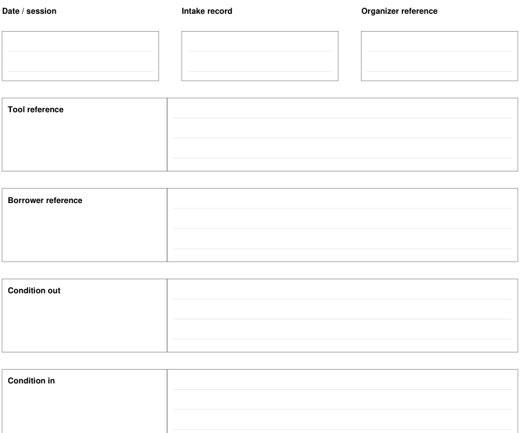 Preview of Tool-lending library - intake record