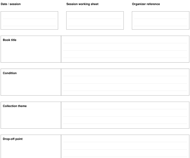 Preview of Community book exchange - session working sheet