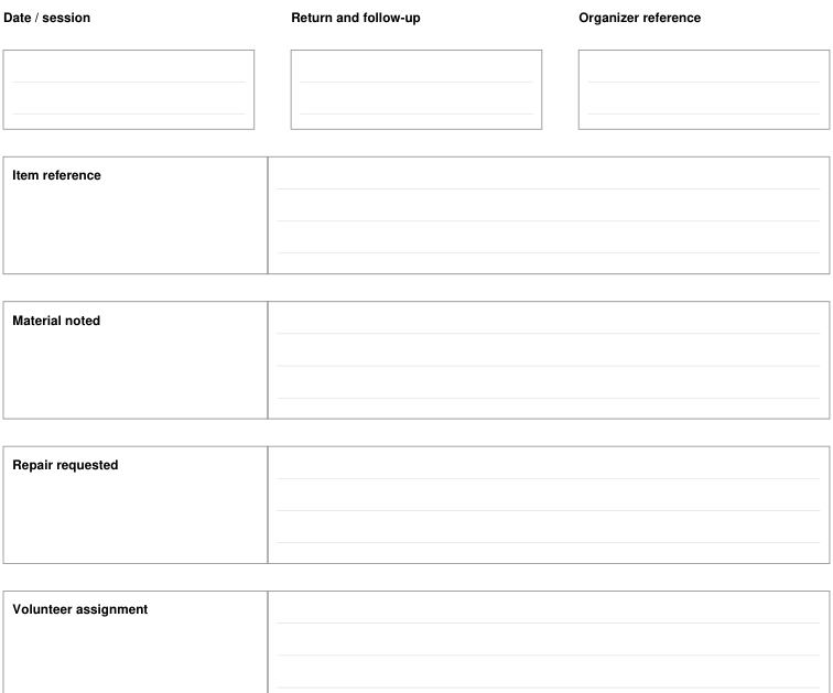 Preview of Community mending table - return and follow-up