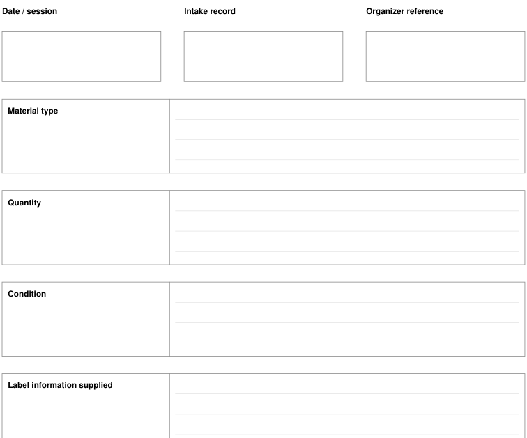 Preview of Art-supply exchange - intake record