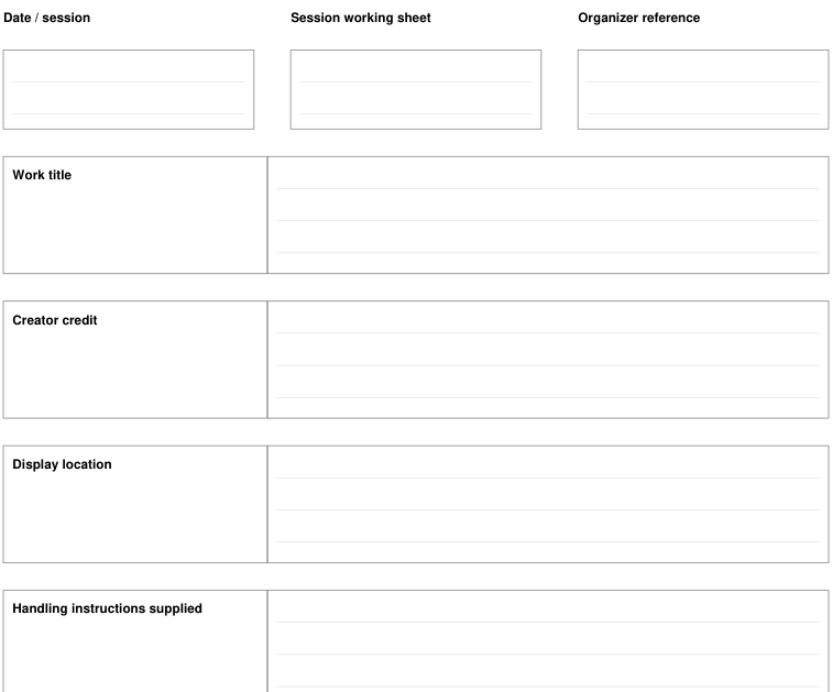 Preview of Community exhibition - session working sheet